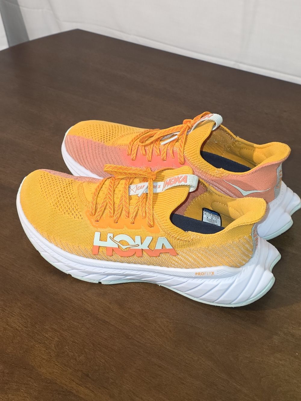 HOKA "Carbon X 3"  Orange Yellow Camellia Pink Running Shoes Sz 9